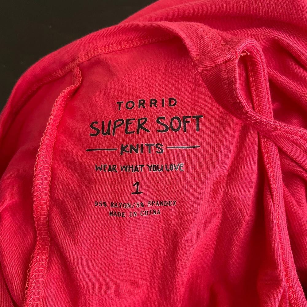 2/$30 Torrid Super Soft Bright Berry Cold Shoulder T-Shirt Mini Dress 1X #5455 - Picture 10 of 13